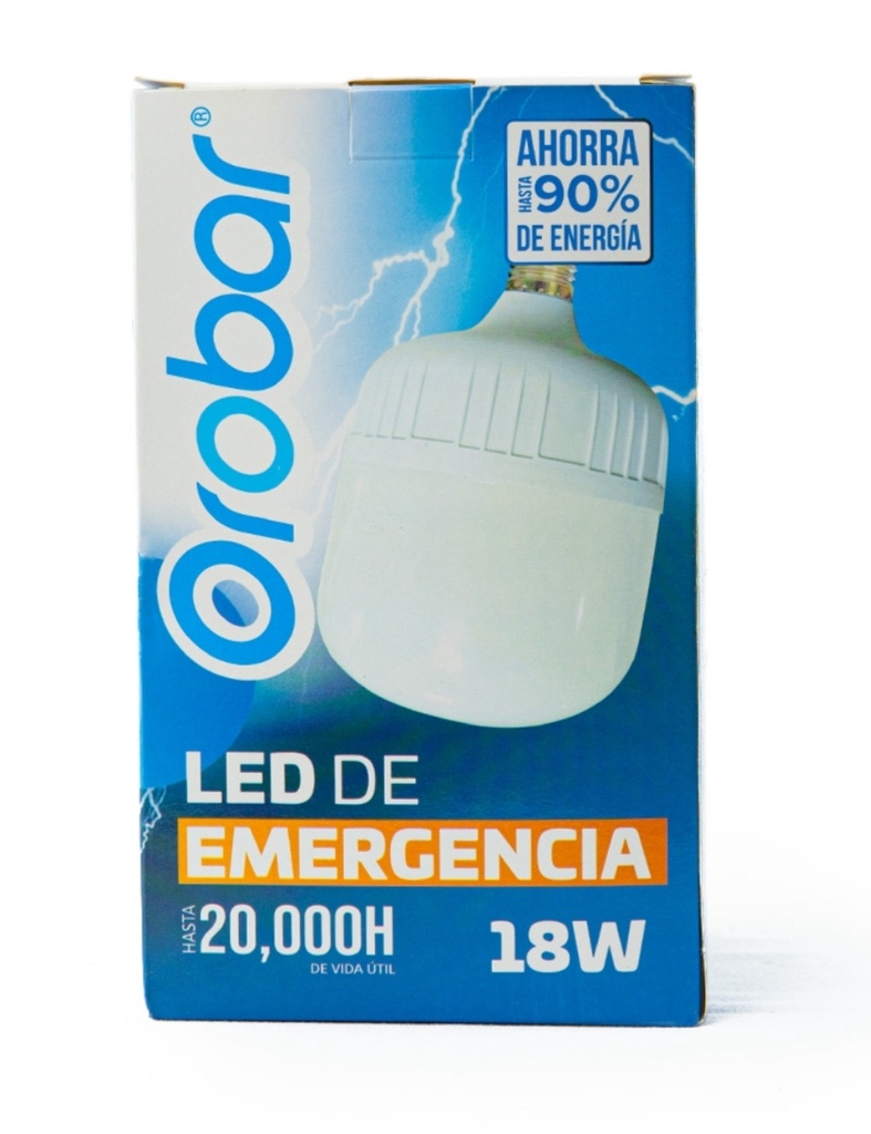 Foco led orobar emergencia tubular 18w unidad 