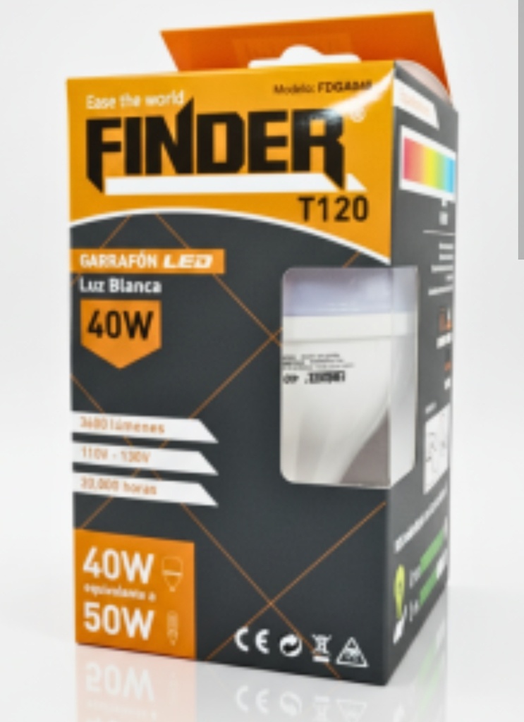 Foco finder led tubular de 40w unidad 