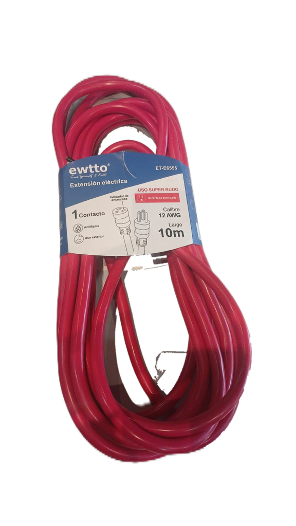Extension con toma 10 mts cable #12