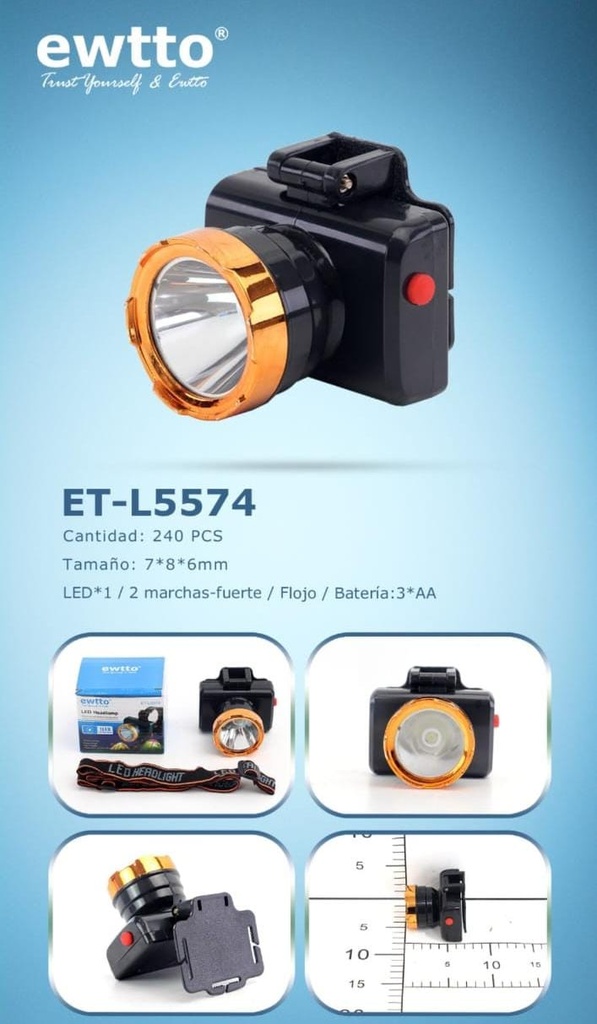 Et-l5574 lampara de frente a baterias 