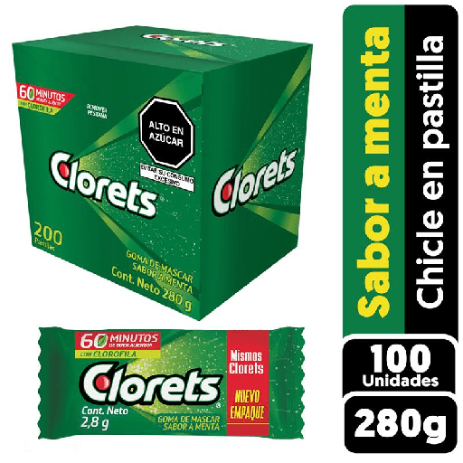 [R15] Chicle clorets verde 60 unidades 