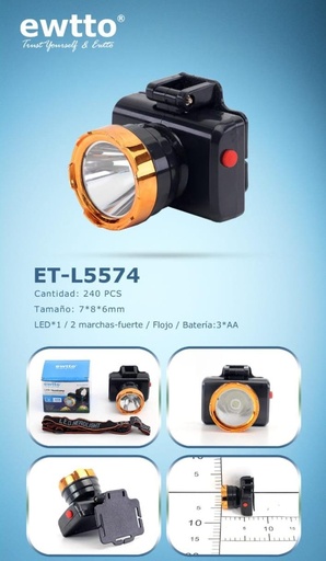Et-l5574 lampara de frente a baterias 